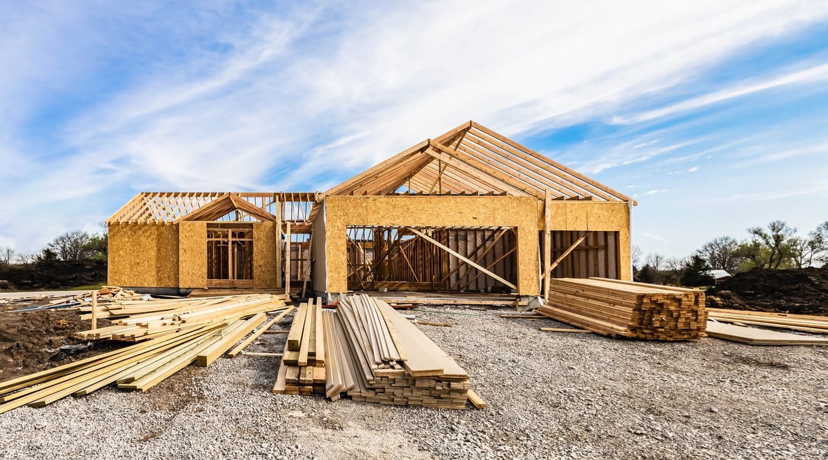 New home under timber frame construction with blue sky in the Sutherland Shire