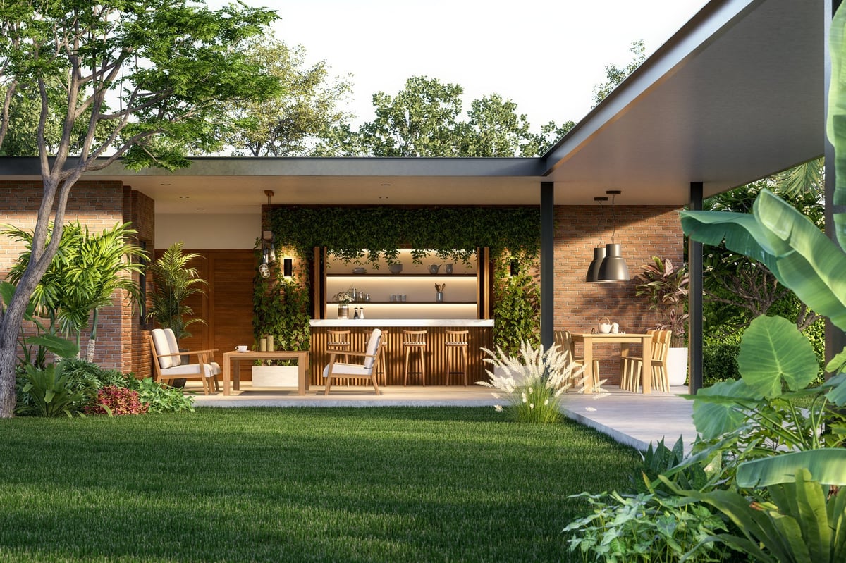 Loft-style granny flat conversion in Caringbah Sutherland Shire with tropical landscaping by ACG Built — secondary dwelling