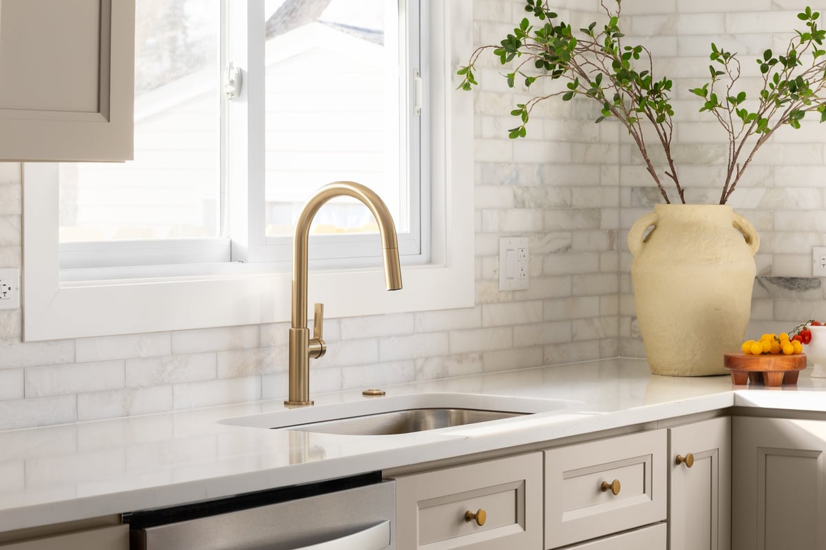 Custom kitchen renovation in Burraneer Sutherland Shire with gold fixtures by ACG Built