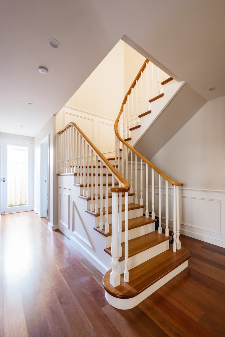 Custom curved staircase in Burraneer home renovation by ACG Built